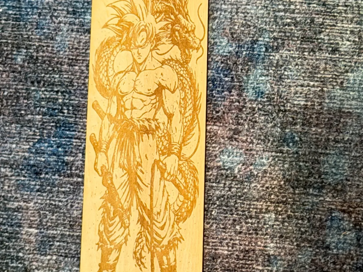 [Laser cut and engrave] Dragon Ball Z Goku and Shenron Wooden Bookmark