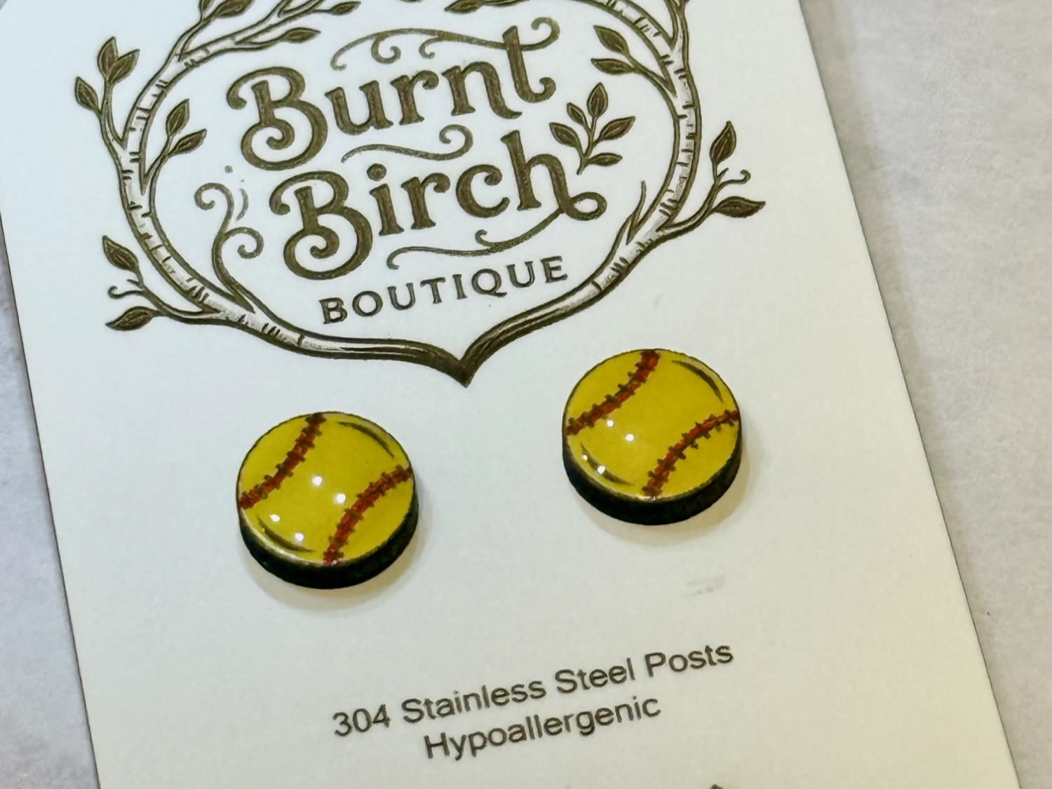 Yellow Softball Stud Earrings