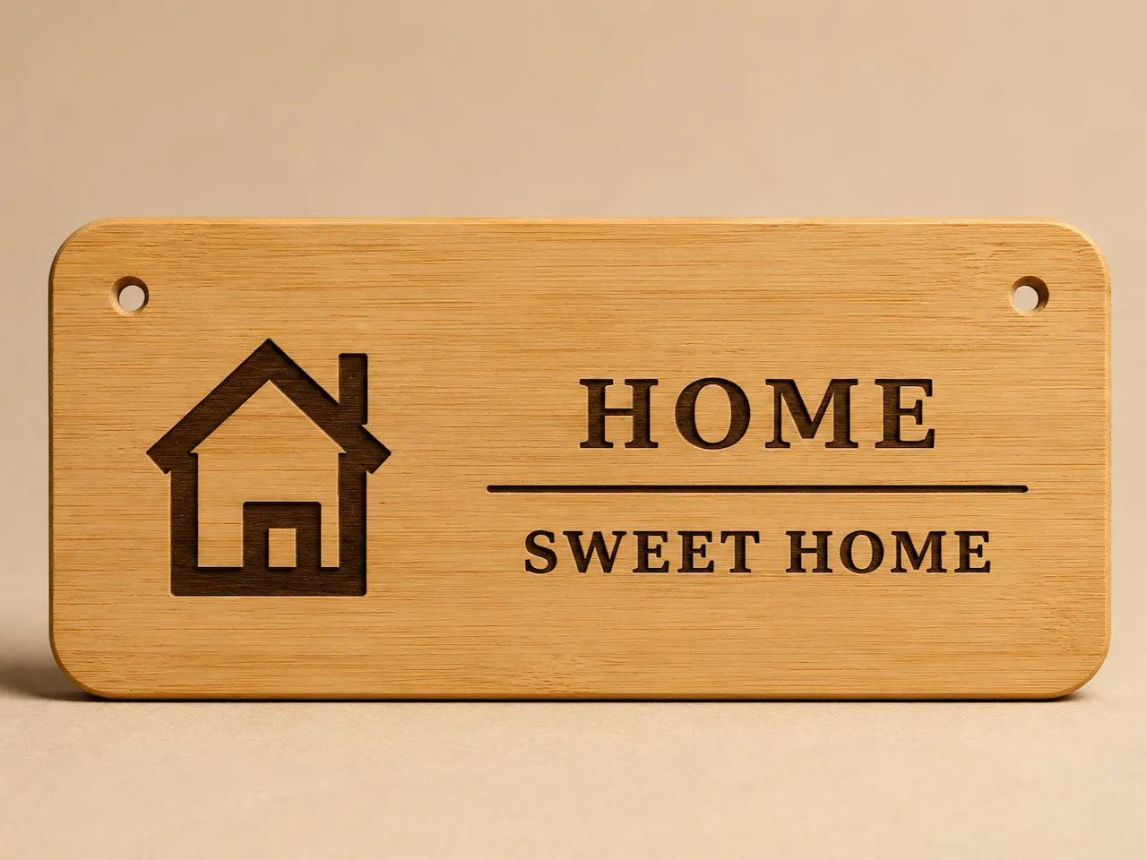 [Laser cut and engrave] Home Sweet Home Wooden Hanging Wall Sign