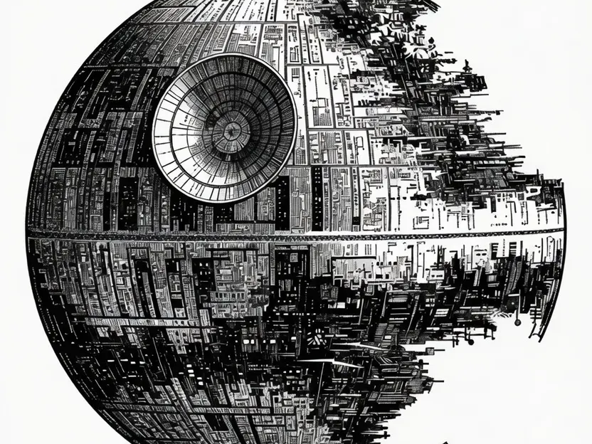 Death Star space station engraved on a round coaster