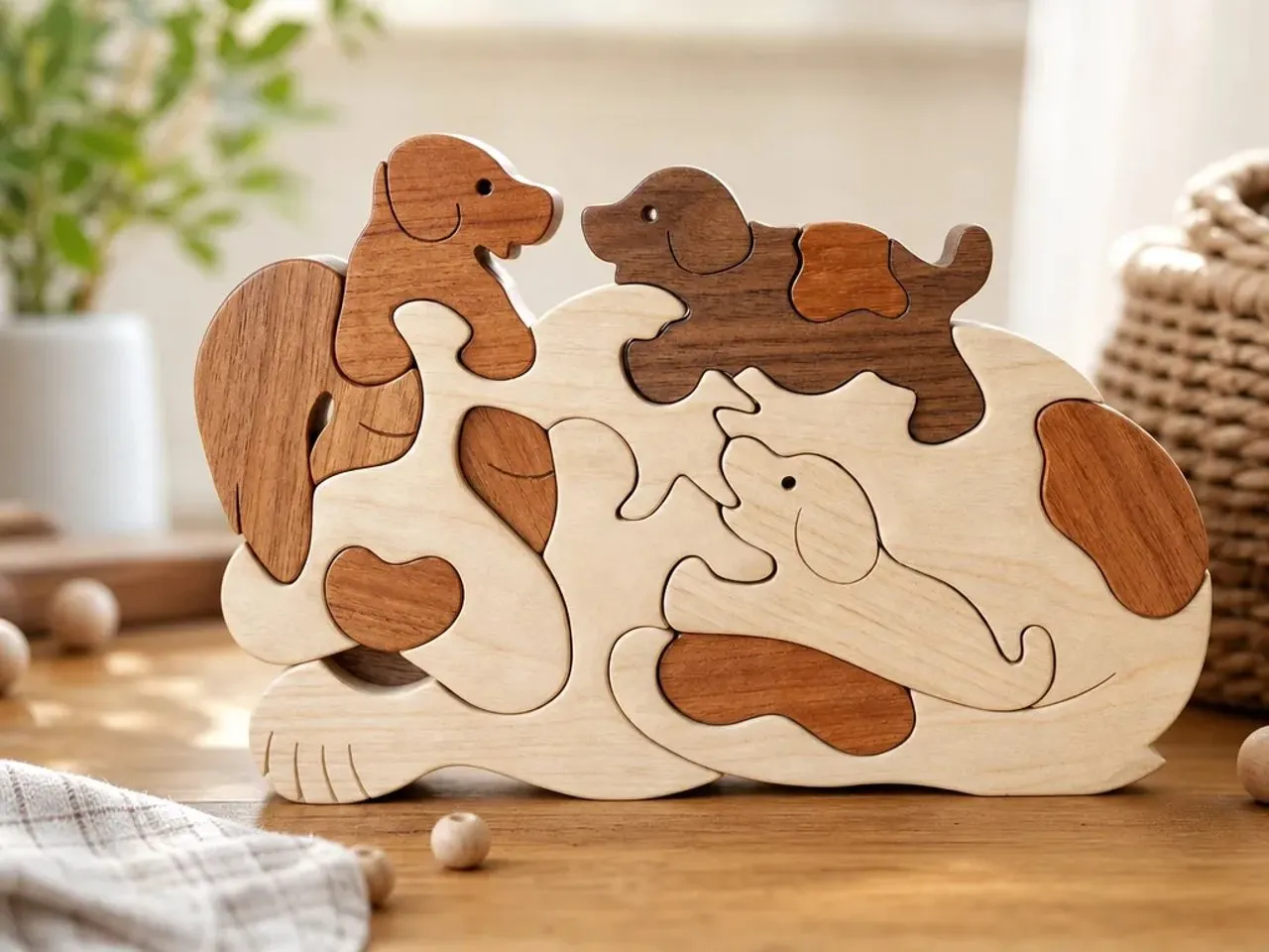 [Laser cut and engrave] Puzzle en bois en forme de famille de chiens