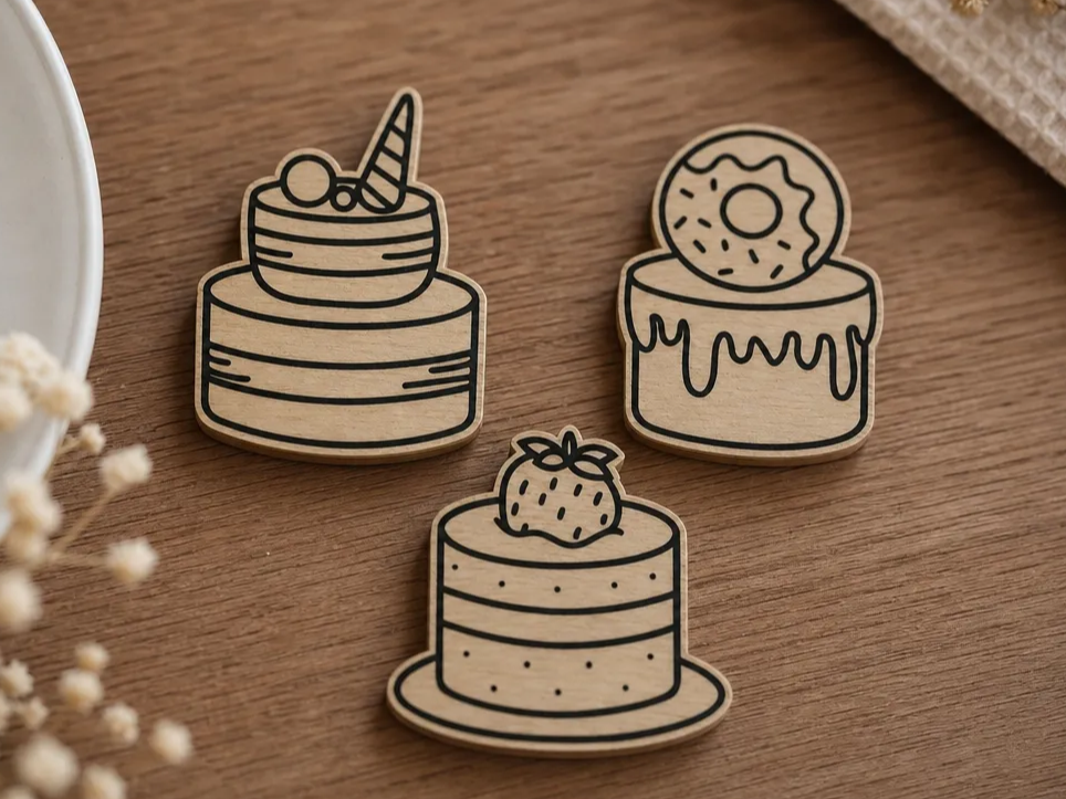 Wooden Cake and Donut Dessert Cutouts