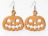 [Laser cut and engrave] Wooden Jack-o'-lantern Halloween Earrings
