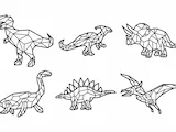 [Laser cut and engrave] Set of 6 Geometric Dinosaur Wall Art Set for Kids Room or Nursery Bundle