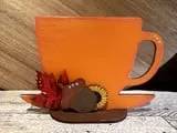 [Laser cut and engrave] Autumn Themed Pumpkin and Coffee Cup Tiered Tray Tabletop Signs