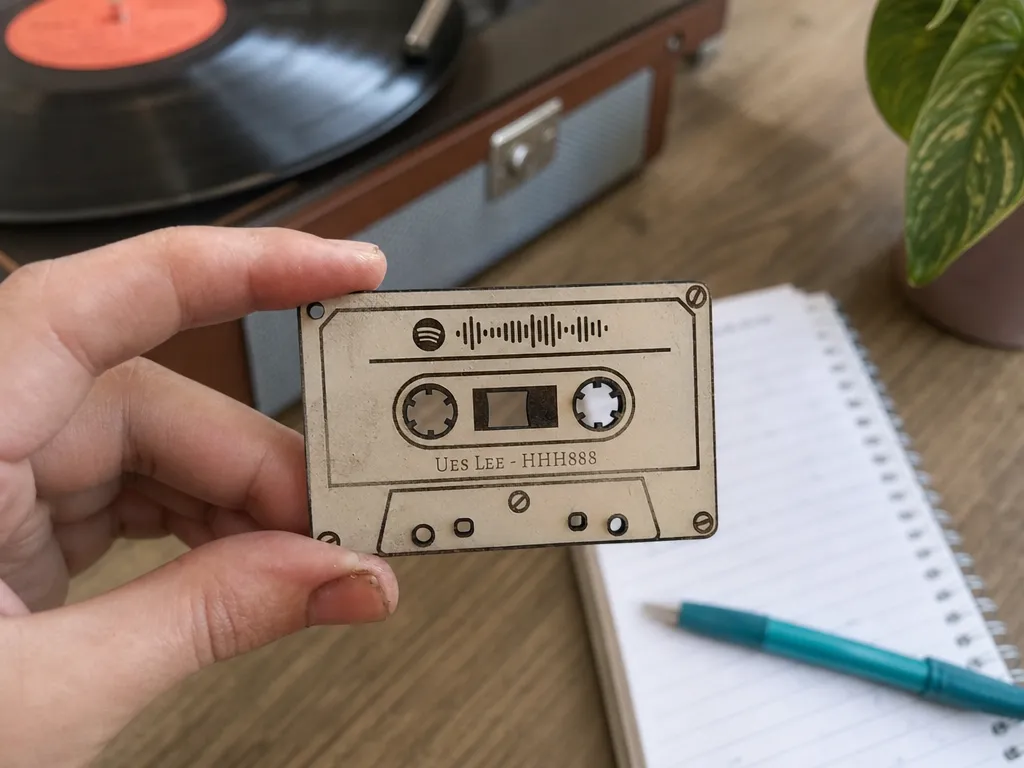 Llavero cassette  y código de música 2 caras
