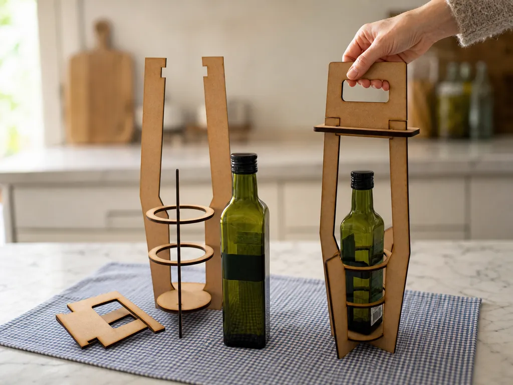 Porte-bouteille en bois pour huile et vinaigre et vin