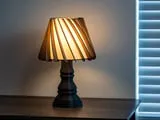 [Laser cut and engrave] Modern table lamp with geometric slatted wooden shade