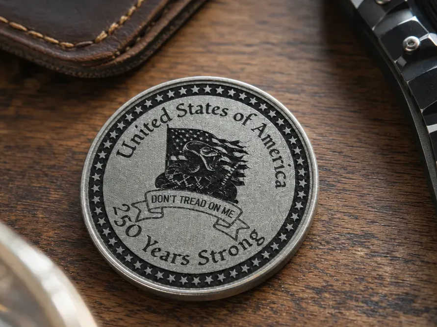 "Anniversary Commemorative Coin" Brass Engraved Anniversary Coin