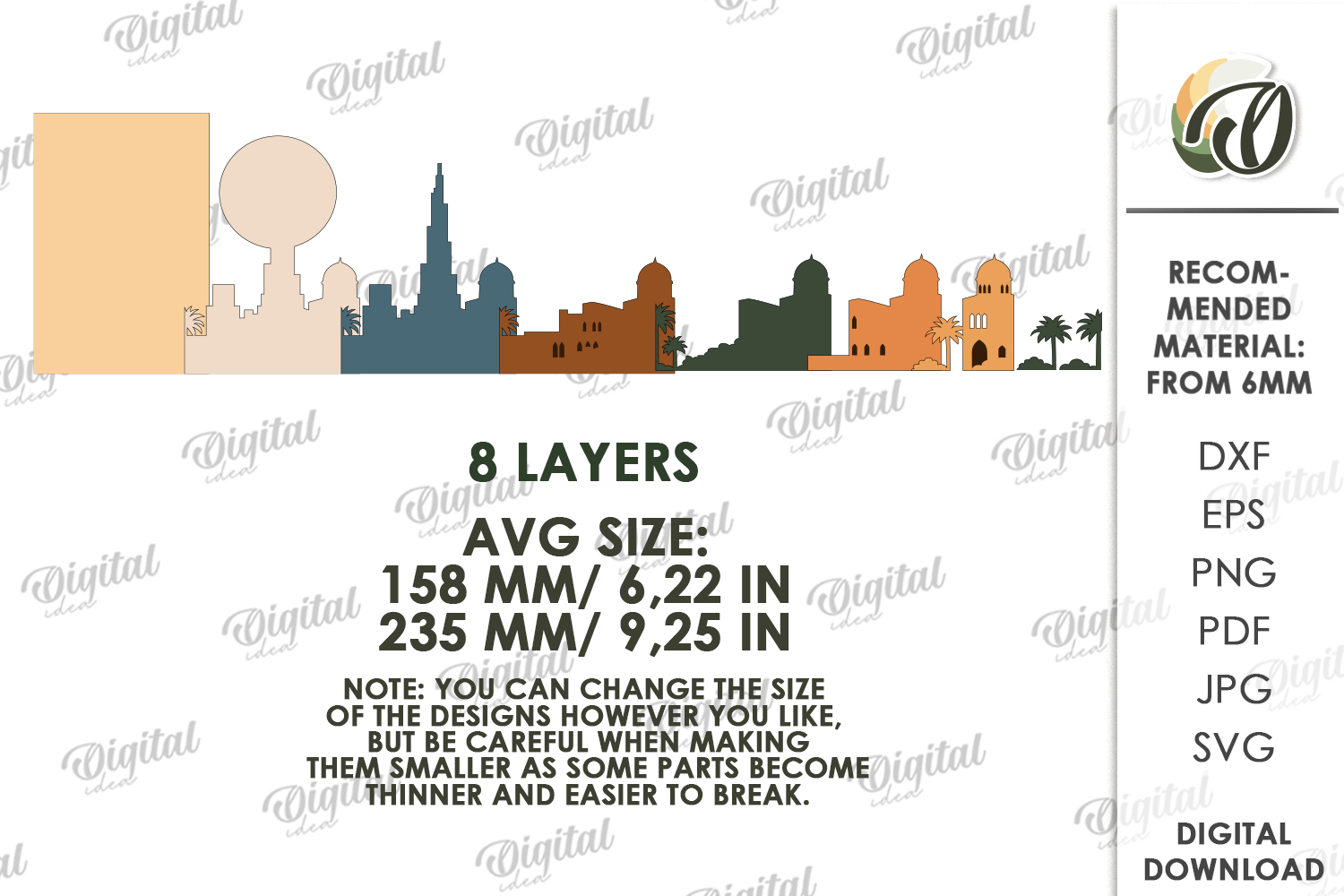 [Laser cut and engrave] 3D Layered Cityscape Decors Bundle. Coastal Village Wall Art Lasercut Files. Mediterranean Urban Shelf sitter. Tropical Architecture. Summer