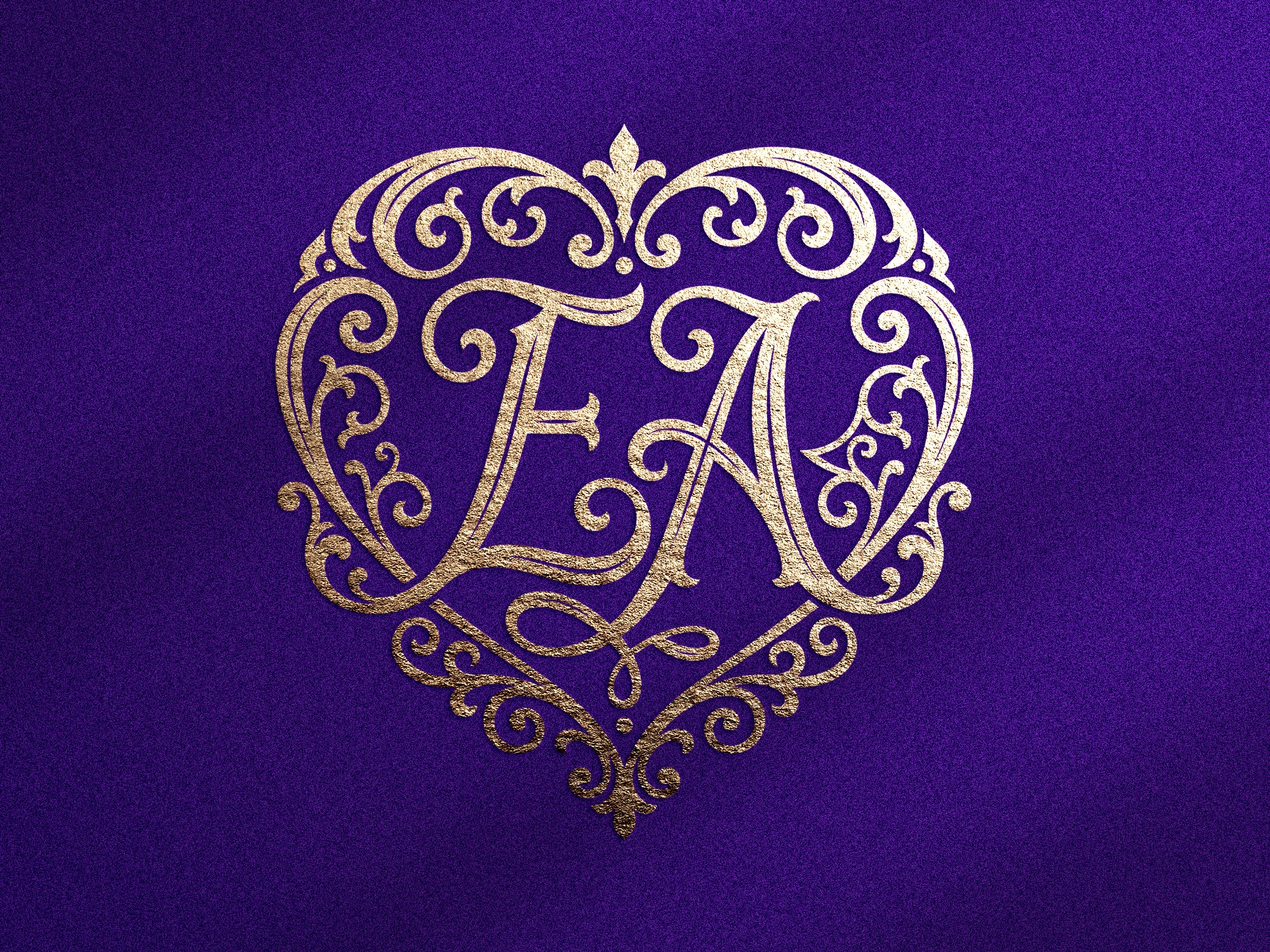 Romantic Wedding Heart Monogram Bundle EA-EZ SVG PNG | Luxury Ornate Alphabet Initials for Cricut