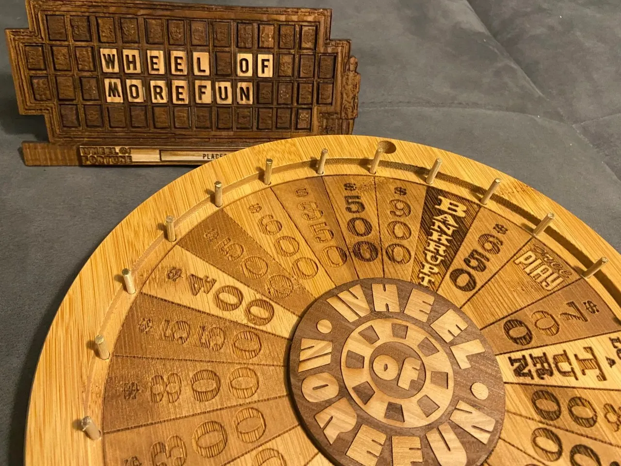 [Laser cut and engrave] Wooden Wheel of MoreFun Game Board Wheel with Puzzle Display