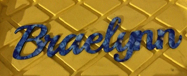 [Laser cut and engrave] Cursive Name Sign with Blueberry Pattern