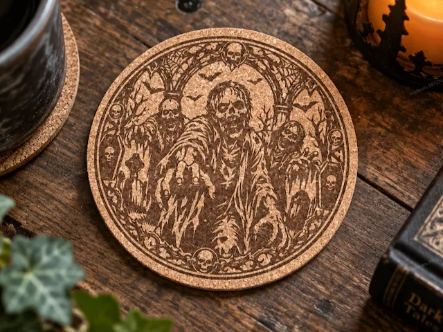 Kork Untersetzer Halloween Zombies  / Coaster Zombis