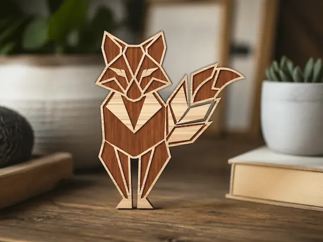 Geometric Fox Figurine for Tabletop Display