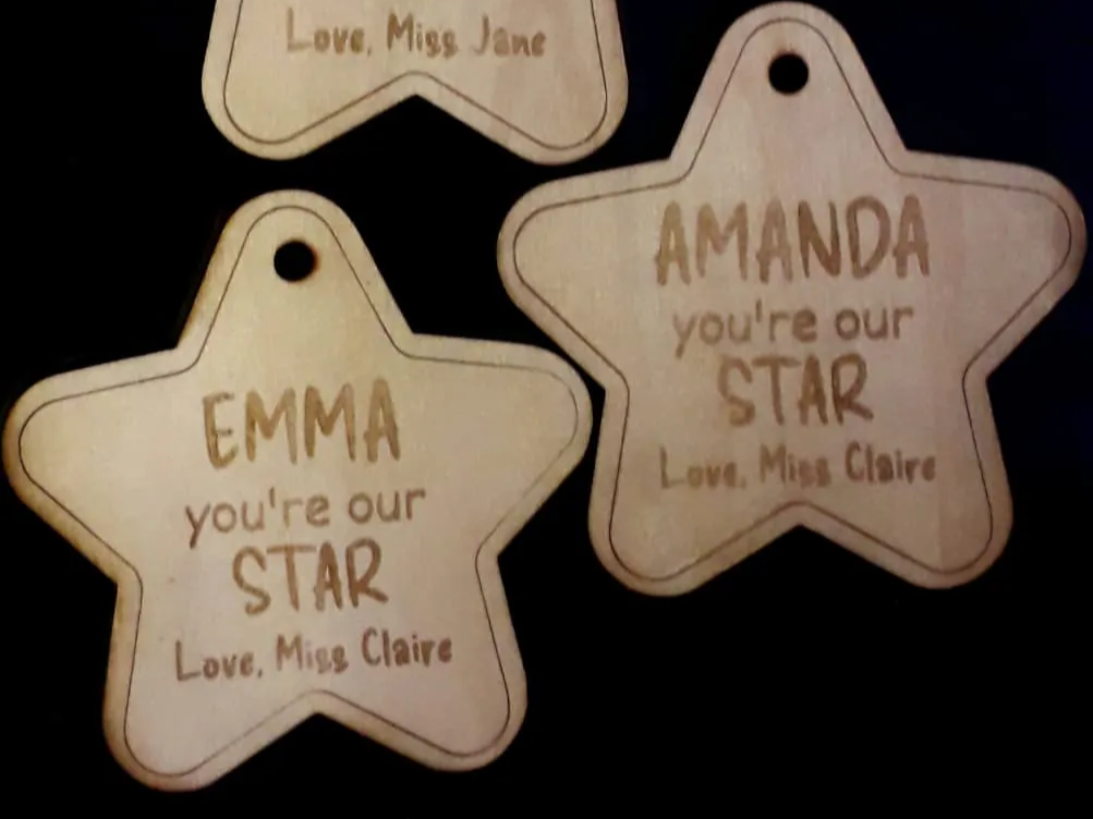 Wooden Star Name - Teacher Pupil Gift
