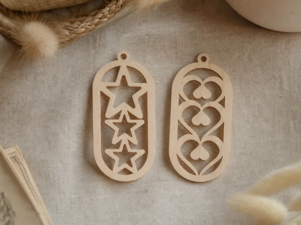 Oval Star and Heart Cutout Pendants