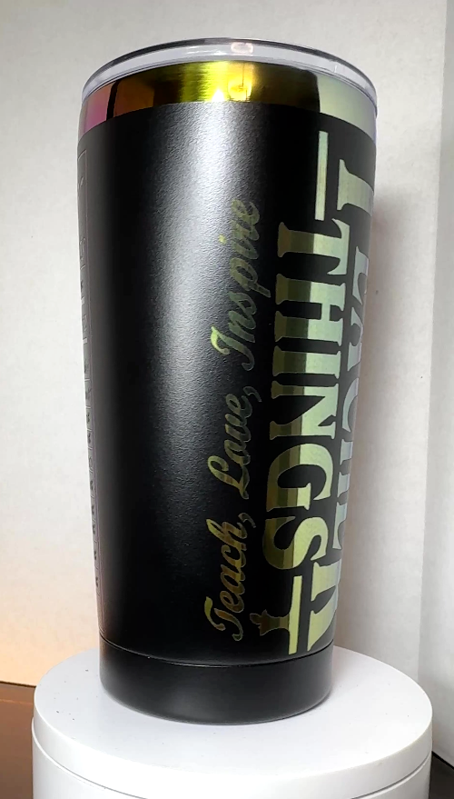 [Laser cut and engrave] Teacher Things Black Insulated Travel Tumbler