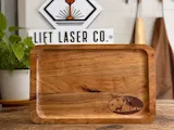 [Laser cut and engrave] Rectangular Wooden Serving Tray with Deer and Forest Scene
