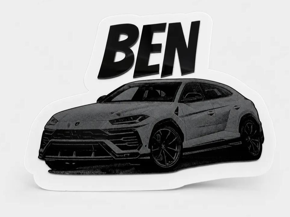 Türschild mit Lamborghini Urus Motiv und personalisiertem Namen Ben