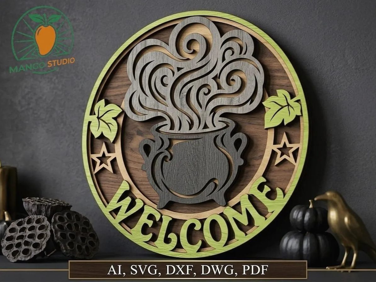 3D Halloween Welcome Sign Laser SVG