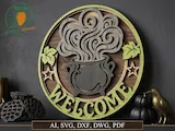[Laser cut and engrave] 3D Halloween Welcome Sign Laser SVG
