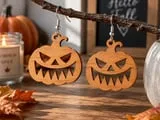 [Laser cut and engrave] Jack-o'-lantern pumpkin earrings for Halloween