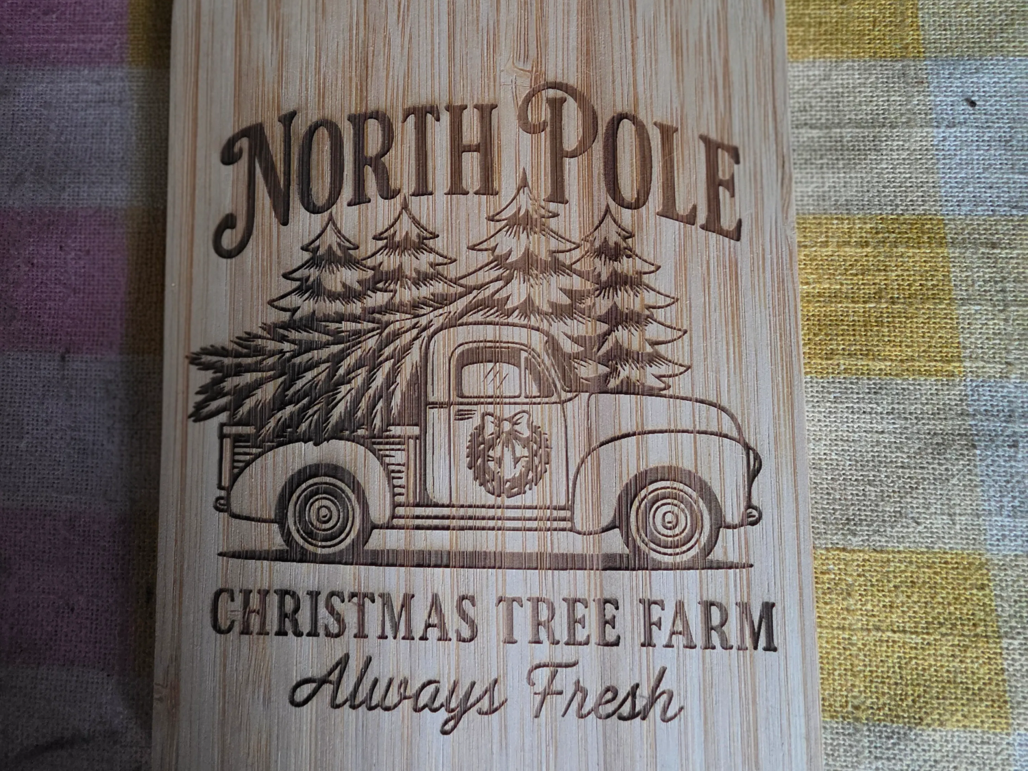 North Pole Christmas Tree Farm Wooden Sign with Vintage Truck