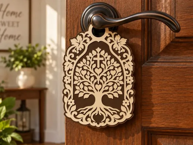 Custom-Shaped Wooden Cross Tree of Life Door Hanger & Wall Art Decor