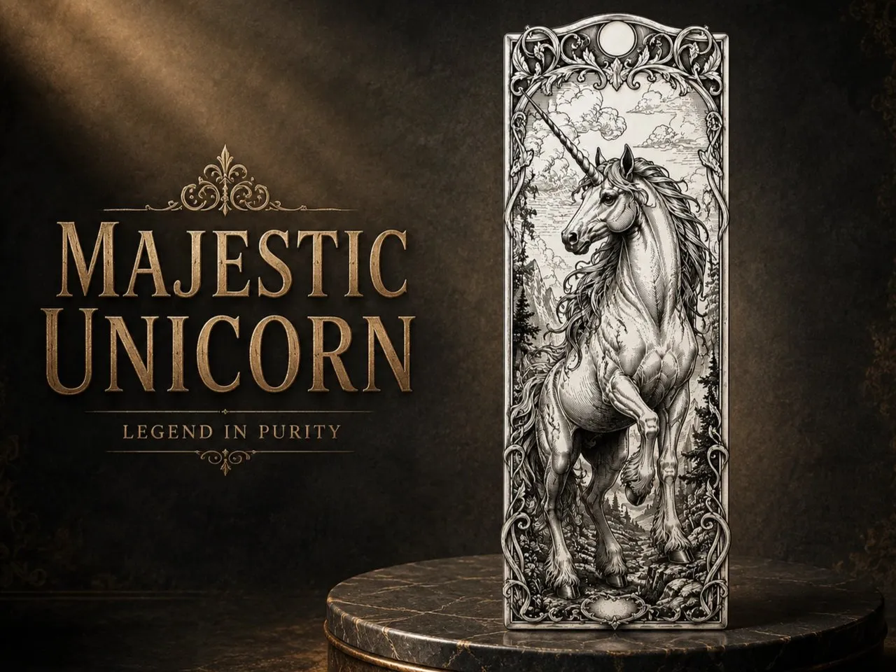 [Laser cut and engrave] Rectangular Wall Plaque Featuring an Intricate Unicorn Illustration