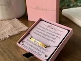 [Laser cut and engrave] Gold Stainless Steel Bracelet with Customized Message Card and Gift Box - Gift Idea