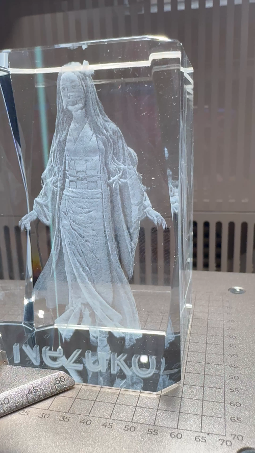 [Laser cut and engrave] Nezuko Kamado 3D Crystal Block Anime Figure