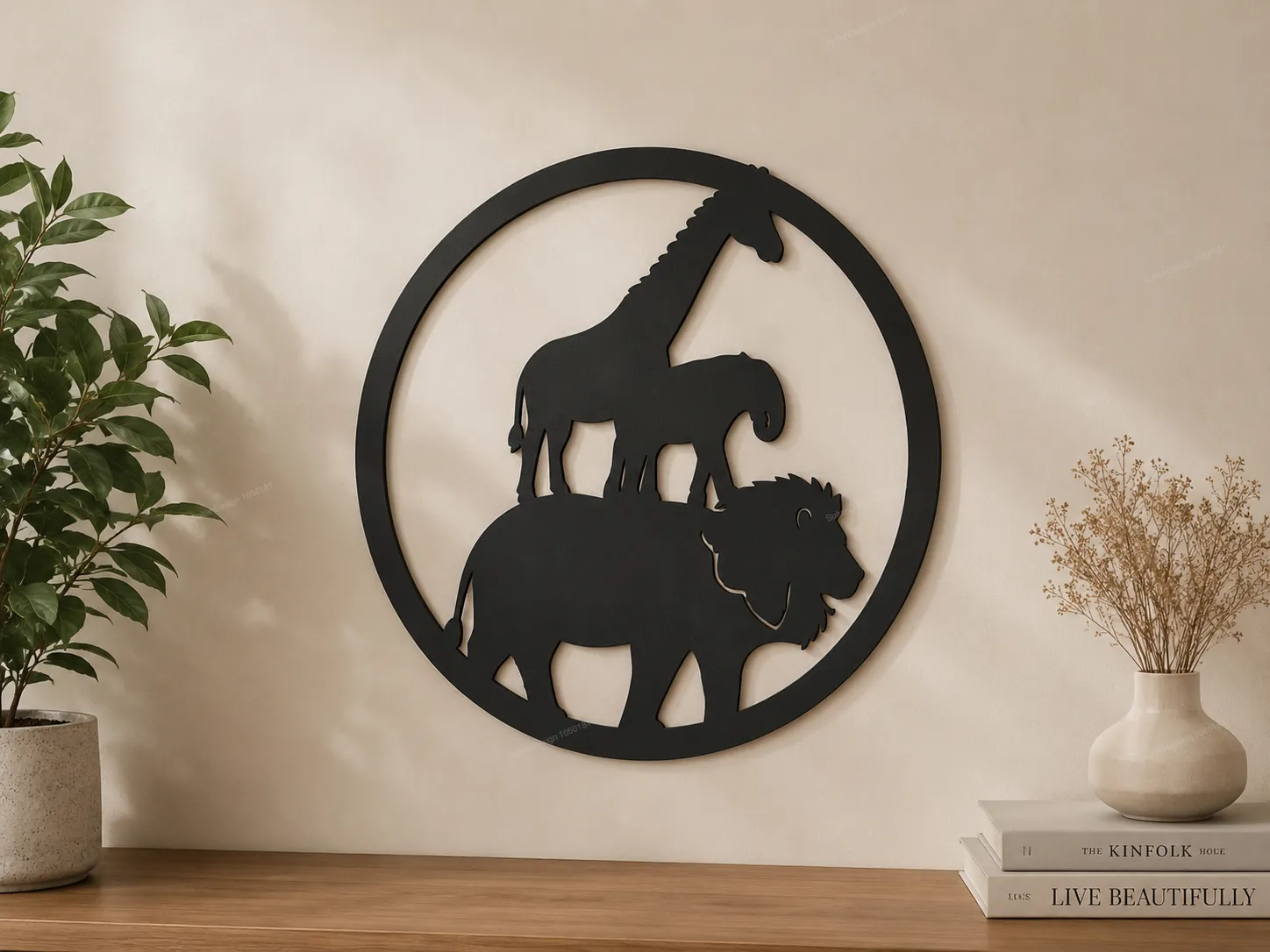 Wild Animals Silhouette Circular Wall Art Laser Cut SVG Designs