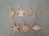 [Laser cut and engrave] Ocean Mandala Keychain Bundle | 7 Laser Cut SVG Files | Sea Turtle, Jellyfish, Seahorse, Shell, Starfish, Nautilus & Stingray