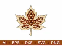[Laser cut and engrave] Layered Wooden Maple Leaf Wall Art