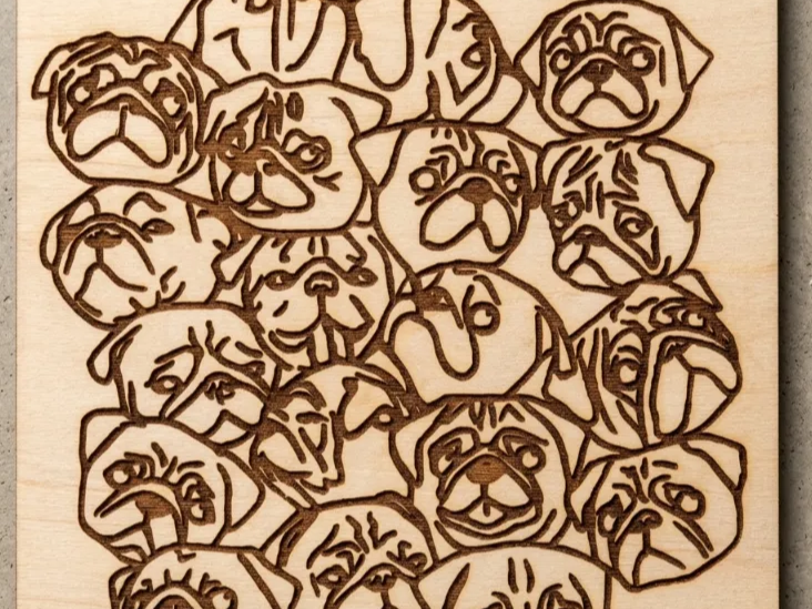 pug art engraving