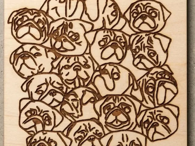 pug art engraving