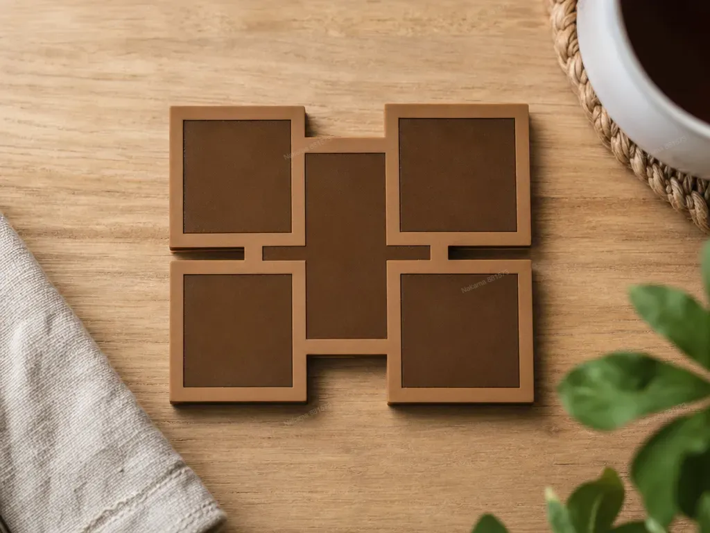 6 Geometric Section Square Drink Coaster