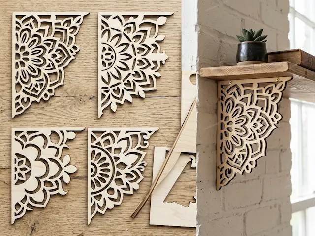 Ornate Mandala Pattern Decorative Corner Shelf Bracket