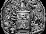 [Laser cut and engrave] Godzilla Whiskey Themed Relief Wall Plaque