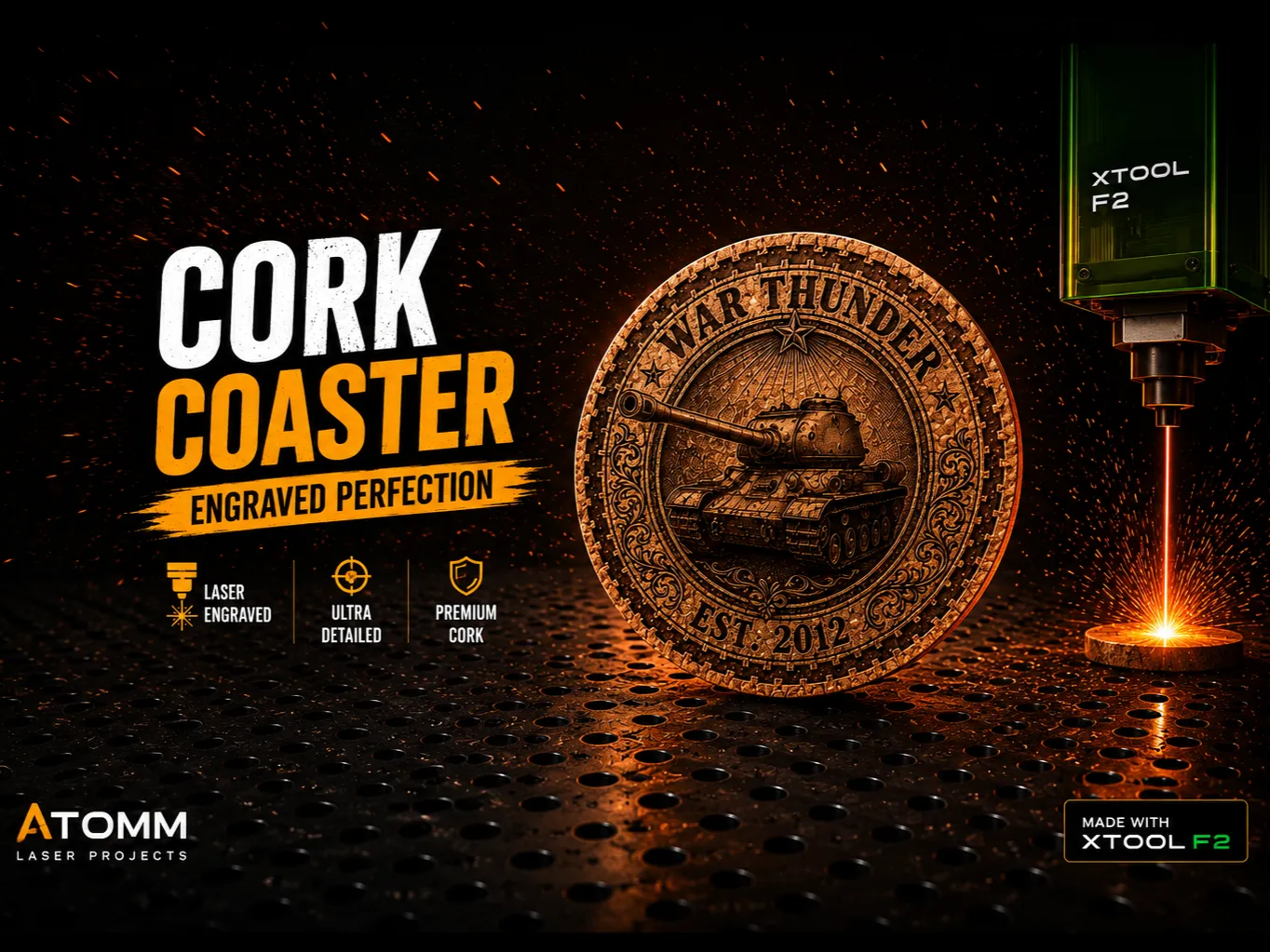 War Thunder Cork Coaster IS-3 (Xtool F2)