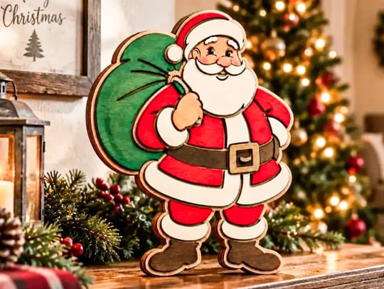 Layered Wooden Santa Claus Christmas Decor