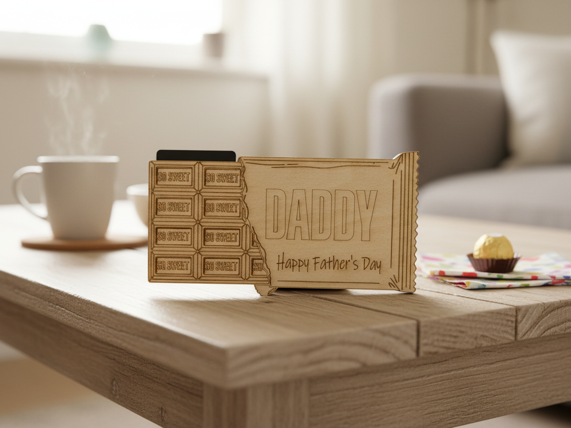 Daddy Happy Father's Day Chocolate Bar Shaped Gift Card Holder