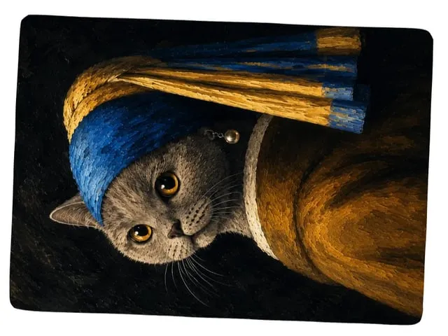 Cat Portrait Inspired by Girl with a Pearl Earring