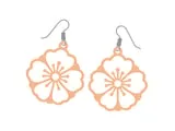 [Laser cut and engrave] Peach Blossom Flower Drop Earrings