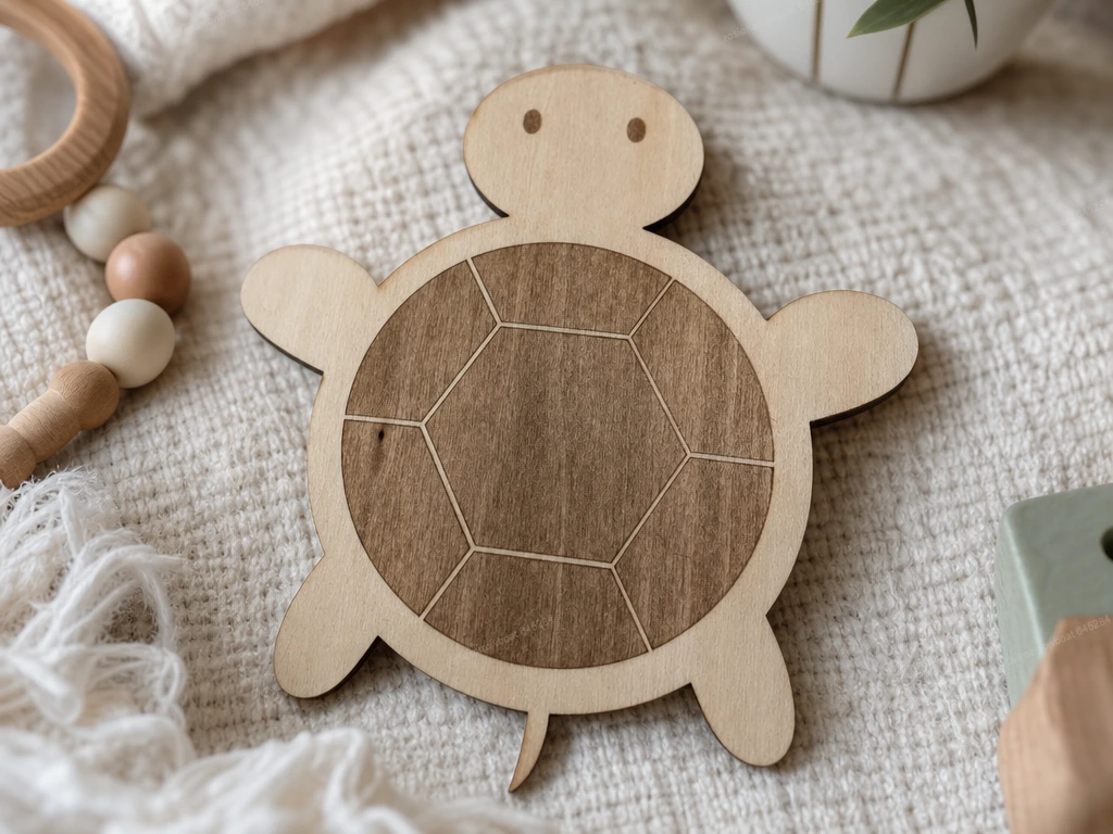 Wooden Turtle Shape Drinks Coaster.