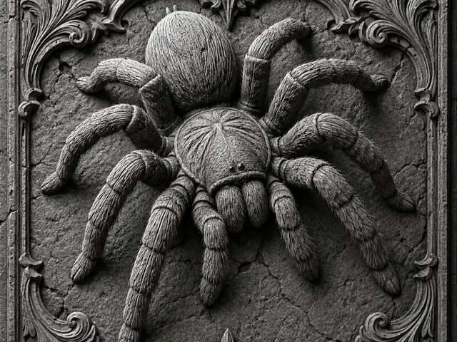 Plaque murale gothique avec motif d'araignée en relief