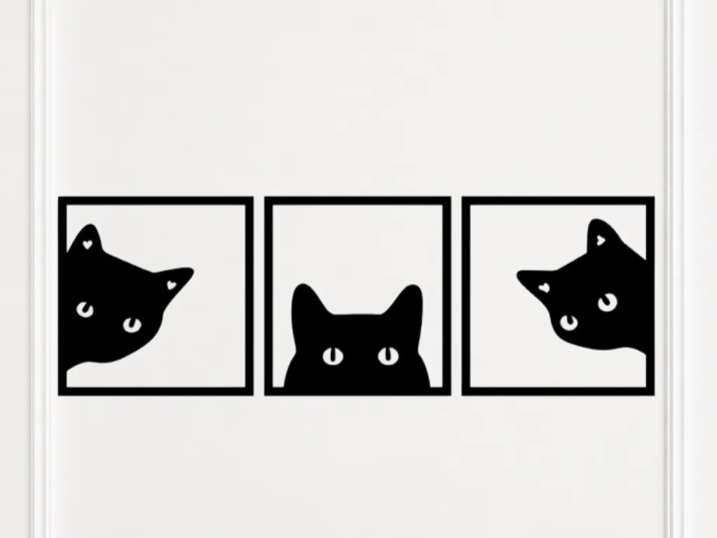 Cat Wall Art SVG Bundle, Cat Window Scene Laser Cut File, Cat Lover Decor, Modern Cat Wall Decor, Feline SVG Set