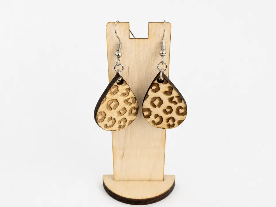 Boucles d'oreilles pendantes en forme de goutte avec motif léopard