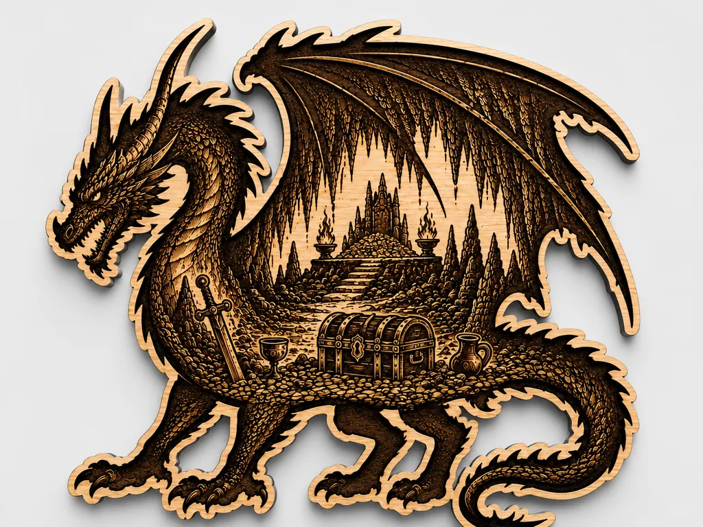 Dragon Scenic Cut and Engrave